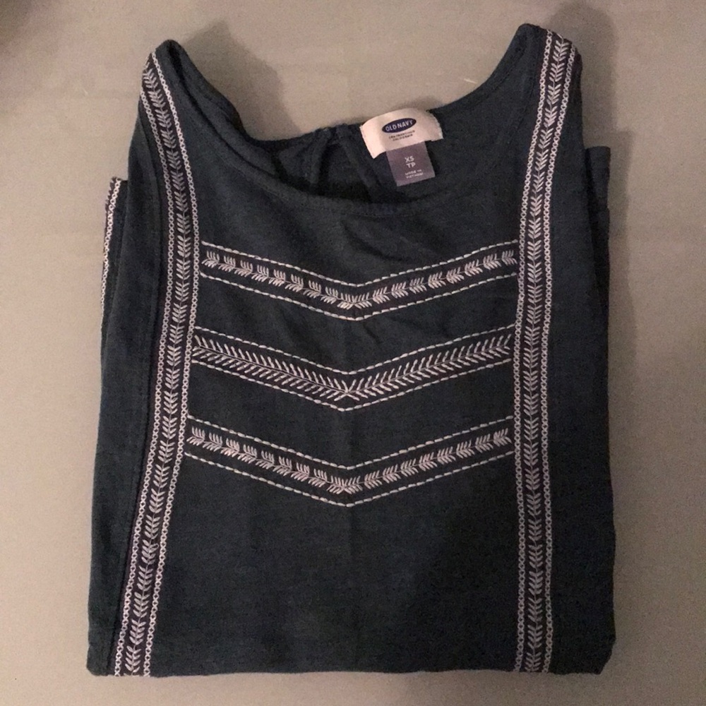 jade green embroidered tank top